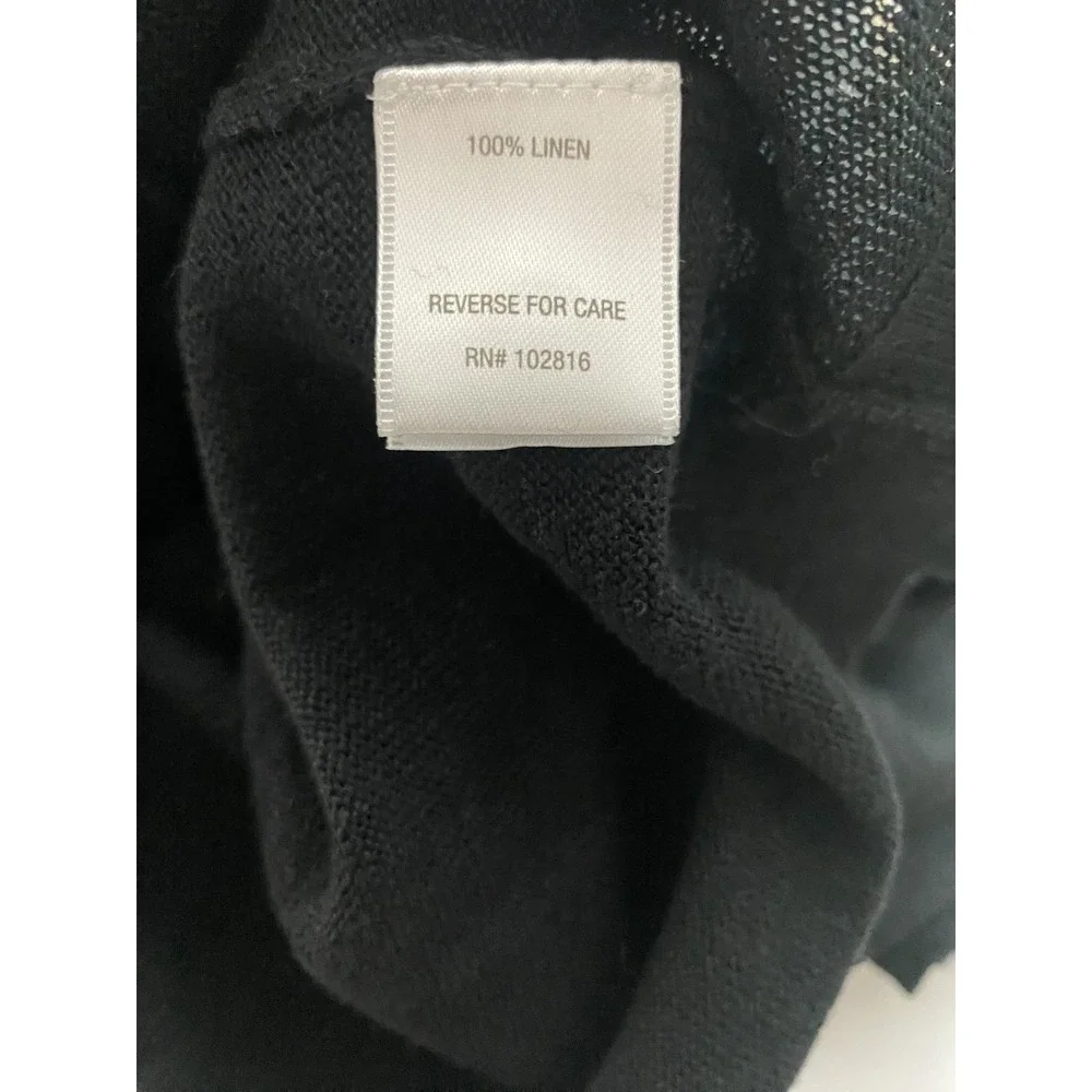 Garnet Hill 100% Linen Knit Cardigan Sweater Women Sz S Black Coastal Minimalist - Picture 11 of 13